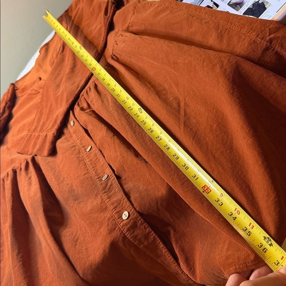 Rust Button-Down Dress. Made in Italy. Large/XL. Lightweight corduroy. - Picture 11 of 11